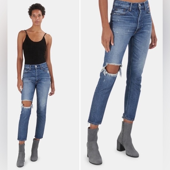 Moussy Vintage Japanese Denim Marshall Boy Skinny Cropped Womens 25 Distressed - Picture 3 of 15